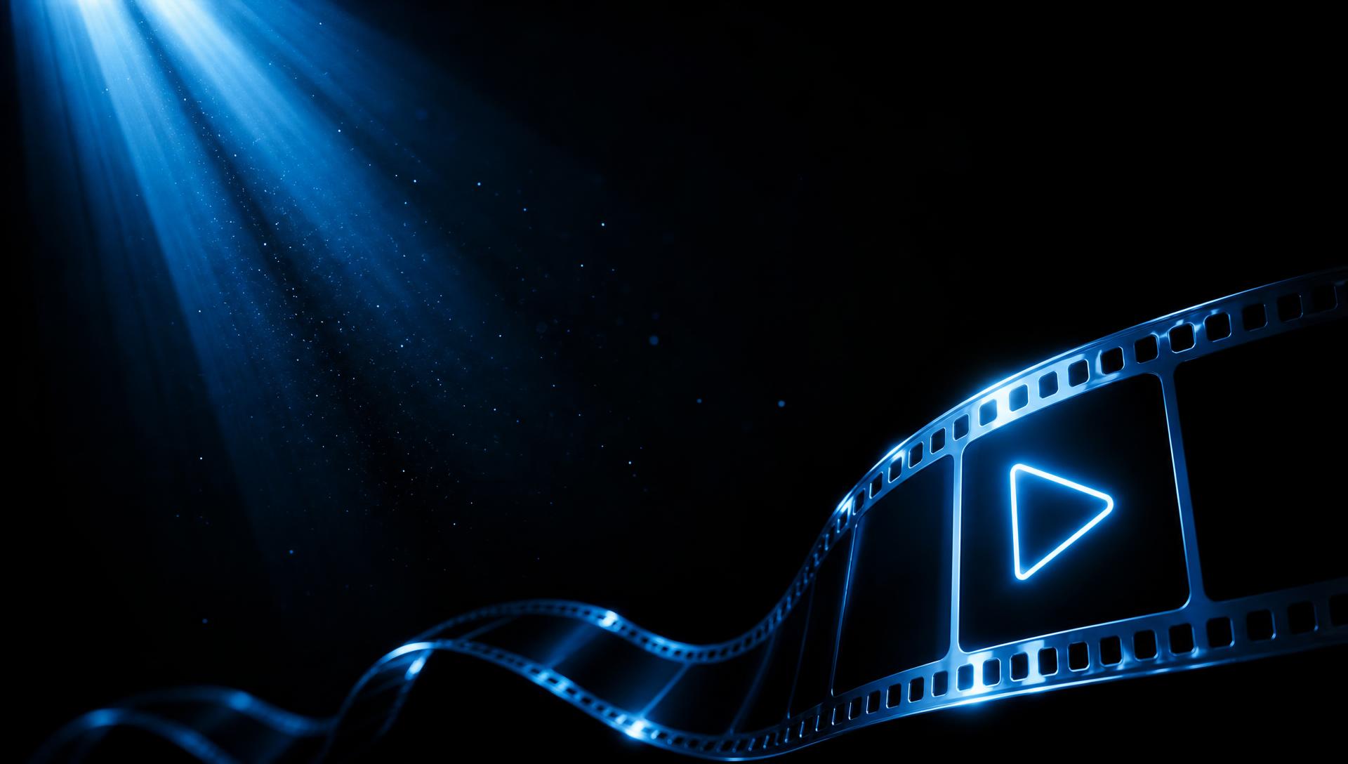 Electric blue cinematic film strip banner for Creator Animation